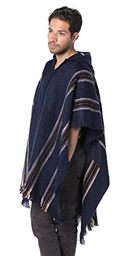 Gamboa- Poncho de Alpaca para Hombre Abrigo de Casa Poncho con Capucha de Alpaca