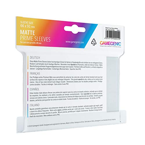 GAMEGEN!C- Pack Matte Prime Sleeves White (100), Color (GGS10029ML)