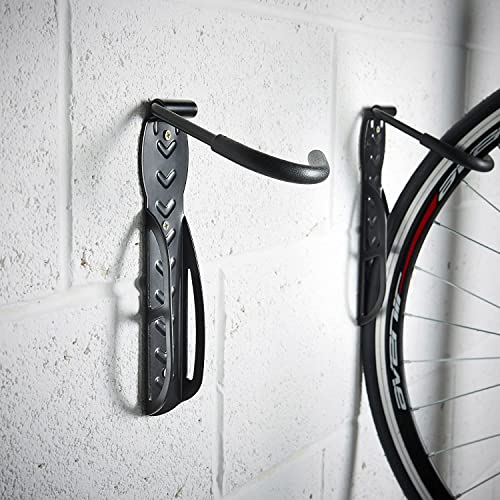 Gancho Bicicleta Pared Soporte Bicicletas Pared Set de 2 Cuelga Bicis Pared Portabicicletas Ganchos para Colgar Bicicletas MTB Soporte Bici Pared Vertical Almacenamiento Garaje, Soporte 30 kg - Negro