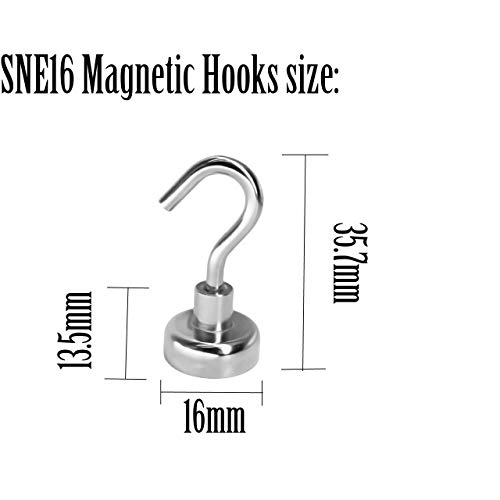 Gancho magnético Magnetpro 9 kg Súper potencia de succión Imanes de neodimio fuertes Magnéticos para puertas, armarios, techos, accesorios, accesorios industriales (6 piezas)