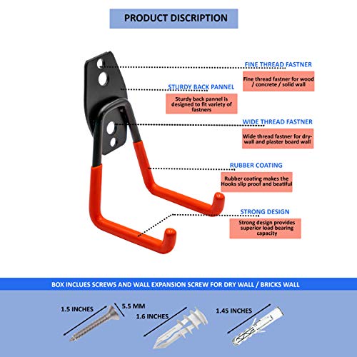 Ganchos de garaje multiusos resistentes para escalera, bicicleta, cobertizo, almacenamiento de herramientas eléctricas, ganchos de pared, 8, 10 y 12 por Dealsdirectonline (12)