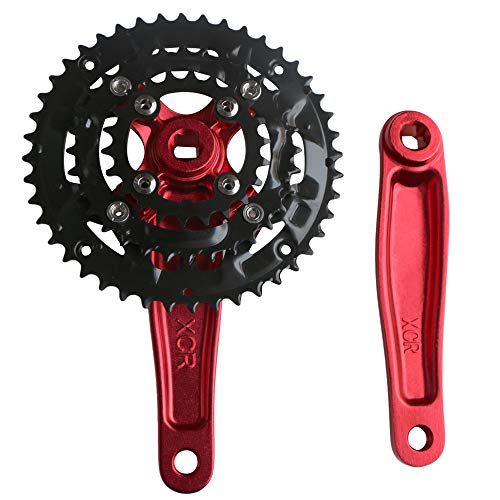 GANOPPER - Bielas para bicicleta MTB 44T, piñón delantero de 3 velocidades, biela de una sola cara, cuadrada 9S, rojo