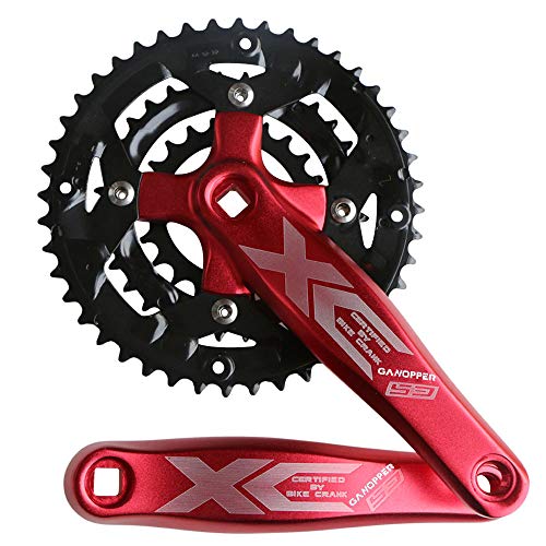 GANOPPER - Bielas para bicicleta MTB 44T, piñón delantero de 3 velocidades, biela de una sola cara, cuadrada 9S, rojo