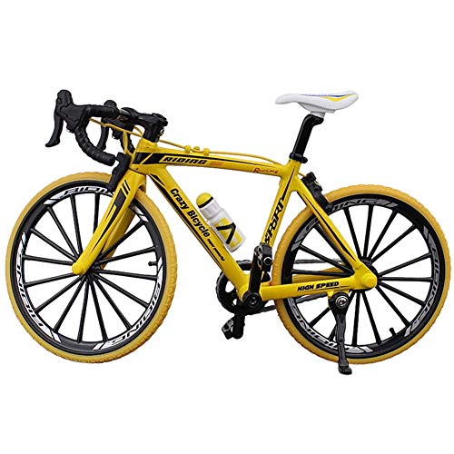 Ganquer Coleccion Decoración Diecast Juguetes Mini Bend Bicicleta Modelo Carreras Bici Montaña Bicicleta - Amarillo, Free Size