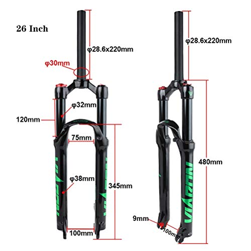 GAOTTINGSD Bicicleta de montaña Horquilla de Bicicleta MTB Ultraligero Control de Hombro Aluminum Alloy 26 27.5 29 Inch Mountain Bike Horquilla de Air Suspensión Recorrido: 100 mm