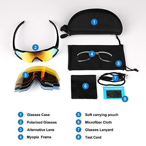 GARDOM Gafas de Ciclismo Hombres Mujeres, Gafas de Sol Deportivas con 5 Lentes Intercambiable para Correr Pescar Escalar Esquiar Vacaciones