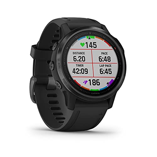 Garmin fēnix ​​6S Pro - Reloj GPS multideporte con mapas, música, frecuencia cardíaca y sensores, Negro con correa negra