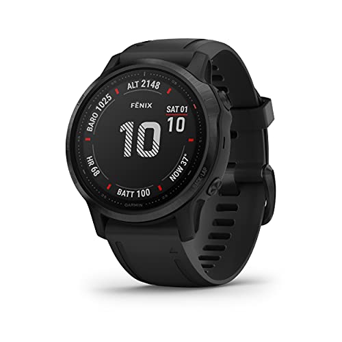 Garmin fēnix ​​6S Pro - Reloj GPS multideporte con mapas, música, frecuencia cardíaca y sensores, Negro con correa negra