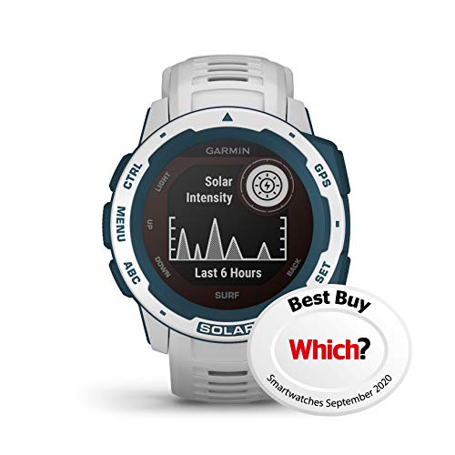 Garmin Instinct Solar Surf, Reloj GPS resistente con carga solar - Blanco