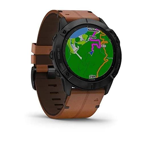 Garmin International, Inc. fēnix 6X: ediciones Pro y Zafiro Negro DLC con Correa de Cuero marrón NÚMERO DE Referencia 010-02157-14