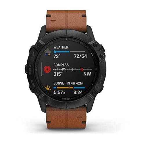 Garmin International, Inc. fēnix 6X: ediciones Pro y Zafiro Negro DLC con Correa de Cuero marrón NÚMERO DE Referencia 010-02157-14