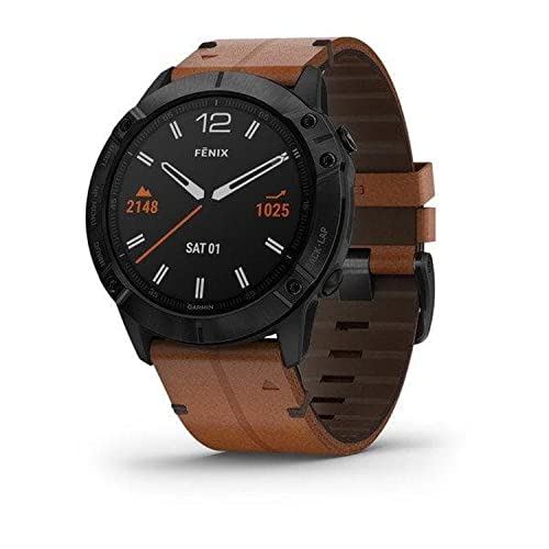 Garmin International, Inc. fēnix 6X: ediciones Pro y Zafiro Negro DLC con Correa de Cuero marrón NÚMERO DE Referencia 010-02157-14