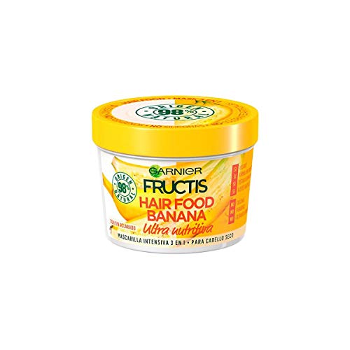 Garnier Fructis Hair Food Mascarilla Nutritiva de Banana para Pelo Seco - Pack de 3 x 390 ml