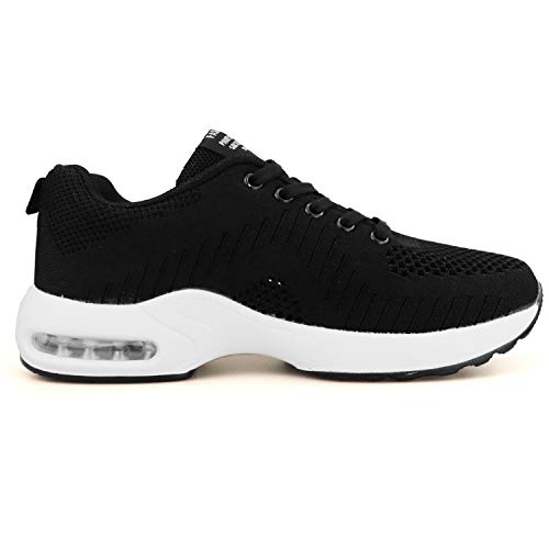 GAXmi Zapatillas Deportivas de Mujer Air Cordones Zapatos de Ligero Running Fitness Zapatillas de para Correr Antideslizantes Amortiguación Sneakers Negro 39 EU