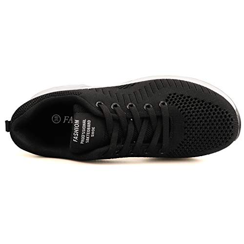 GAXmi Zapatillas Deportivas de Mujer Air Cordones Zapatos de Ligero Running Fitness Zapatillas de para Correr Antideslizantes Amortiguación Sneakers Negro 39 EU