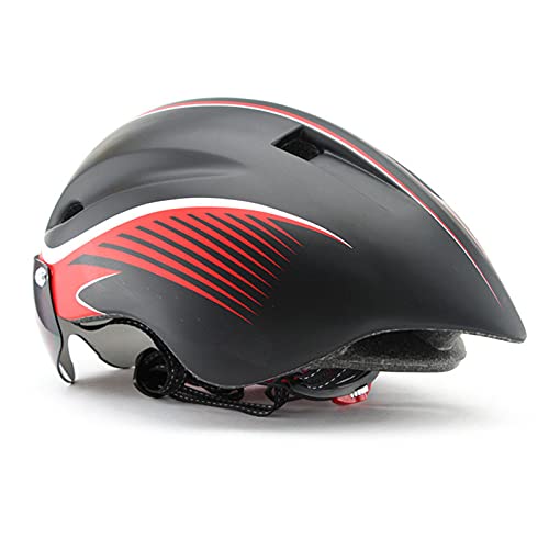 Gbike Casco para Bicicleta TT con Gafas, Ciclismo de Ruta Casco Deportivo de Seguridad Montar Hombres Mujeres Carreras En el Molde Casco de triatlón de contrarreloj,H