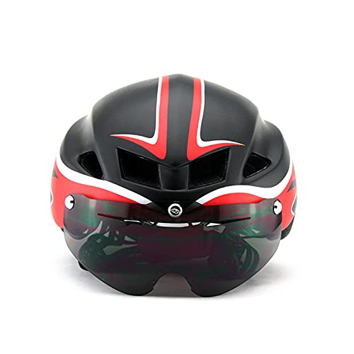 Gbike Casco para Bicicleta TT con Gafas, Ciclismo de Ruta Casco Deportivo de Seguridad Montar Hombres Mujeres Carreras En el Molde Casco de triatlón de contrarreloj,H