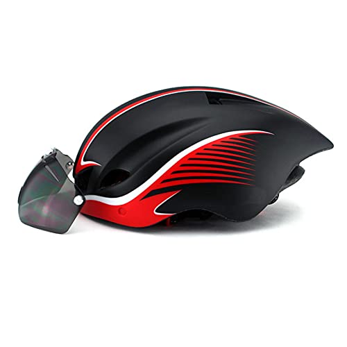 Gbike Casco para Bicicleta TT con Gafas, Ciclismo de Ruta Casco Deportivo de Seguridad Montar Hombres Mujeres Carreras En el Molde Casco de triatlón de contrarreloj,H