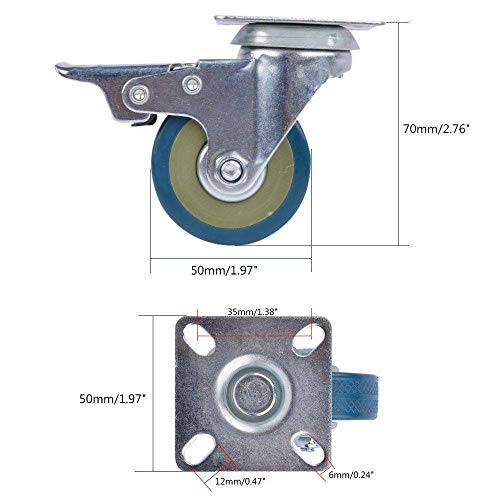 GBL - 4 Ruedas para Muebles + Tornillos 200KG | 50mm Ruedas Giratorias, Rueda Pivotantes, Ruedas Con Freno Industrial Con Placa de Montaje