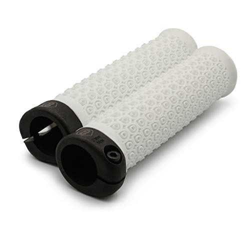 GD Grip Division ® Puños para manillar de bicicleta de montaña, ultraligeros, con cierre de bloqueo, color blanco