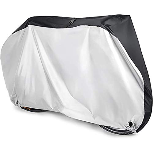 Geagodelia Funda Bicicleta Exterior Impermeable 190T Cubierta Protector al Aire Libre para Bicicleta Protección Bici contra Sol Lluvia Polvo Nieve para Montaña Carretera Bicicletas (Plateado, L)