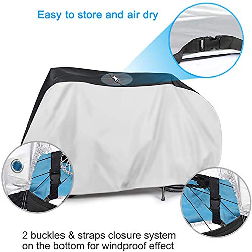 Geagodelia Funda Bicicleta Exterior Impermeable 190T Cubierta Protector al Aire Libre para Bicicleta Protección Bici contra Sol Lluvia Polvo Nieve para Montaña Carretera Bicicletas (Plateado, L)