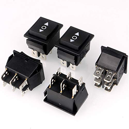 Gebildet 5pcs 250 V-110 V-36 V-24 V-12 V/10A DPDT 6 Pines 3 Posiciones ON/Off/ON Autoblocante Interruptor Basculante Negro (30pcs Conectores de Terminales de Cable)