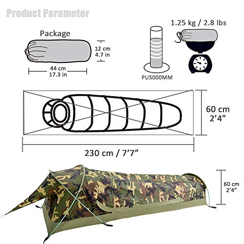 GEERTOP Tienda de campaña Bivy 2, Unisex, Camouflage, for 1 Person