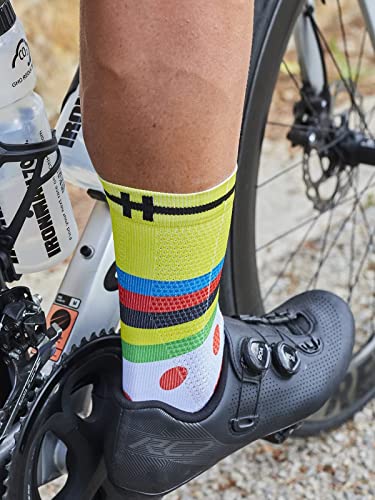 Generico Calcetines de Ciclismo Caña Alta Unisex, Transpirables para Invierno y verano. Tallas para hombre y mujer. Calidad profesional con Diseño Original estampado.… (40-43)