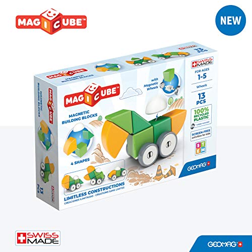 Geomag 202 Dados magnéticos para niños, Color Verde y Amarillo