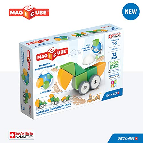 Geomag 202 Dados magnéticos para niños, Color Verde y Amarillo