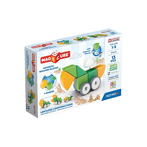 Geomag 202 Dados magnéticos para niños, Color Verde y Amarillo