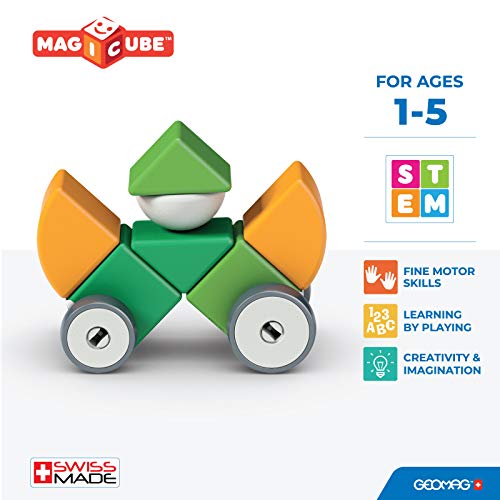 Geomag 202 Dados magnéticos para niños, Color Verde y Amarillo