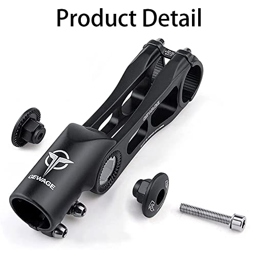 GEWAGE Enganche Manillar -130 Grados Conexión Manillar MTB-75 mm 95 mm 130 mm Manillar Stelo Riser para 31,8 (1-1/4") Manillar Adecuado para la mayoría de Bicicletas de montaña (XT-A825D-130)