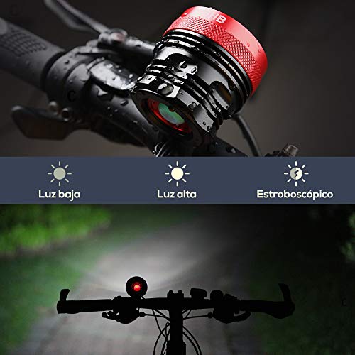 GHB Foco Bicicleta Luces para Bicicleta Impermeable IPX-5 9LED T6 15000LM con Batería y Cargador