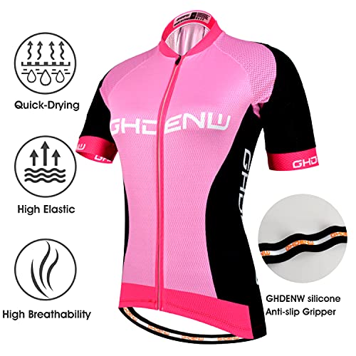 GHDENW Ropa Ciclismo Mujer Secado Rápido para Bicicleta Montaña,Ropa Ciclista Mujer + Pantalones Ciclismo con Baberos con Acolchado De Gel 20D