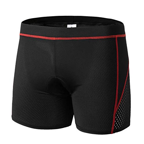 GIEADUN Ciclismo Pantalones Cortos de Bicicleta 20D Gel de sílice Acolchado Ciclismo Calzoncillos Ropa Interior de Bicicleta MTB Bicicleta Pantalones Cortos (Rojo, M)