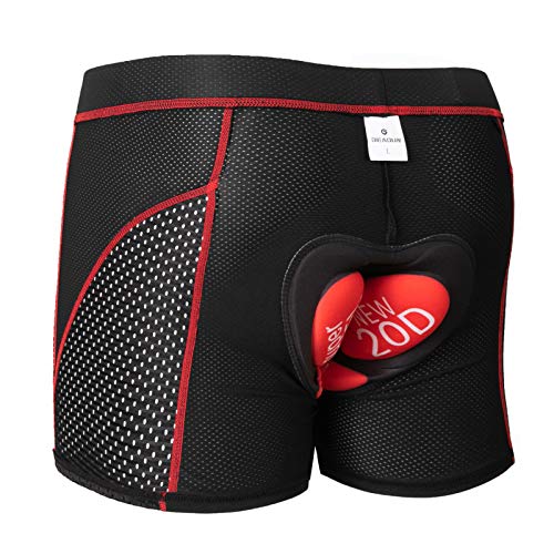 GIEADUN Ciclismo Pantalones Cortos de Bicicleta 20D Gel de sílice Acolchado Ciclismo Calzoncillos Ropa Interior de Bicicleta MTB Bicicleta Pantalones Cortos (Rojo, M)