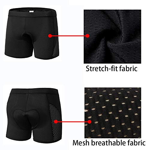 GIEADUN Ciclismo Pantalones Cortos de Bicicleta 20D Gel de sílice Acolchado Ciclismo Calzoncillos Ropa Interior de Bicicleta MTB Bicicleta Pantalones Cortos (Negro, XL)