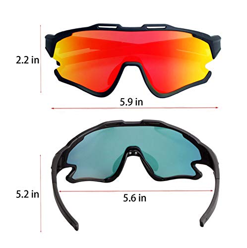 GIEADUN Gafas Ciclismo Polarizadas con 3 Lentes Intercambiables UV 400 Gafas,Corriendo,Moto MTB Bicicleta Montaña,Camping y Actividades al Aire Libre para Hombres y Mujeres TR-90 (Negro)