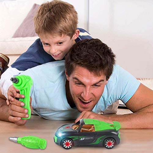 GILOBABY Coches de Juguetes con Sonidos y Luces ,Desmonte el Juguete la Herramienta,Juegos de Montaje para niños ，Juguetes niños 3 4 5 6 7 años