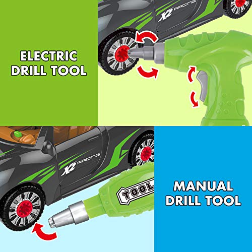 GILOBABY Coches de Juguetes con Sonidos y Luces ,Desmonte el Juguete la Herramienta,Juegos de Montaje para niños ，Juguetes niños 3 4 5 6 7 años