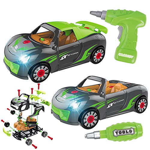 GILOBABY Coches de Juguetes con Sonidos y Luces ,Desmonte el Juguete la Herramienta,Juegos de Montaje para niños ，Juguetes niños 3 4 5 6 7 años