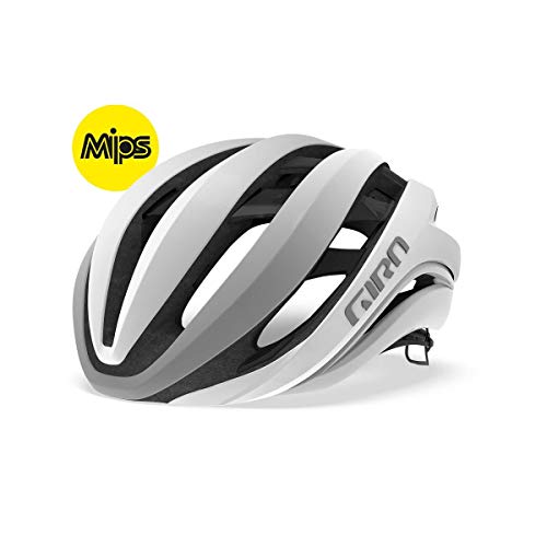 Giro - Aether MIPS - Casco de Carretera, Aether MIPS, Unisex Adulto, Color Blanco Mate y Plateado, tamaño Medium/55-59 cm