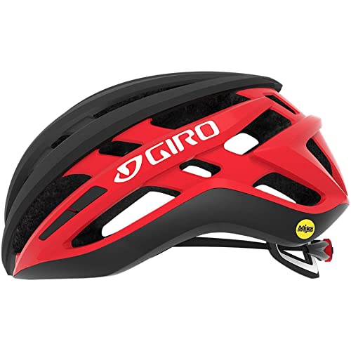 Giro Agilis MIPS Casco de Ciclismo Road, Unisex Adulto, Negro Mate y Rojo Brillante, S (51-55cm)