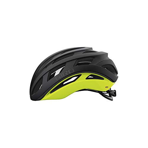 Giro Helios Spherical - Casco para Hombre, Color Negro Mate y Amarillo Intenso, Talla L