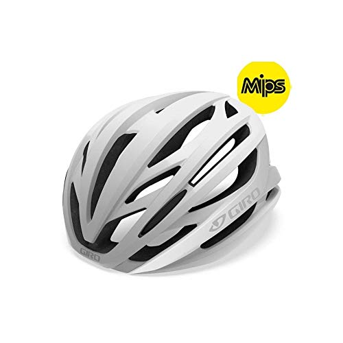 Giro Syntax MIPS Casco de Carretera, Unisex, Blanco Mate y Plateado, X-Large/61-65 cm