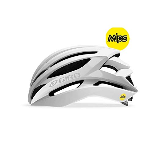 Giro Syntax MIPS Casco de Carretera, Unisex, Blanco Mate y Plateado, X-Large/61-65 cm