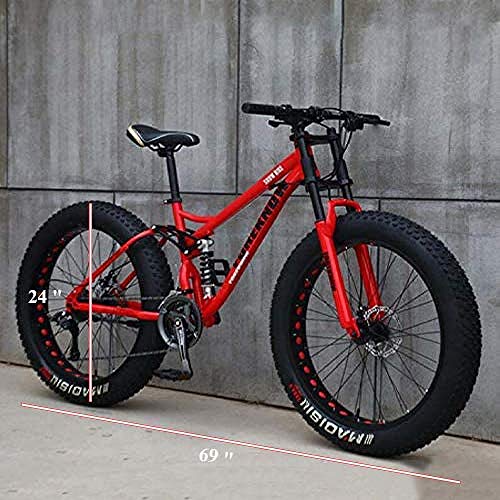 GJZM Mountain Bikes 27 Speed, neumáticos de 24 Pulgadas Hardtail Mountain Bike Cuadro de Doble suspensión All Terrain Mountain Bike, Rojo 27 Speed-21 Speed_Black