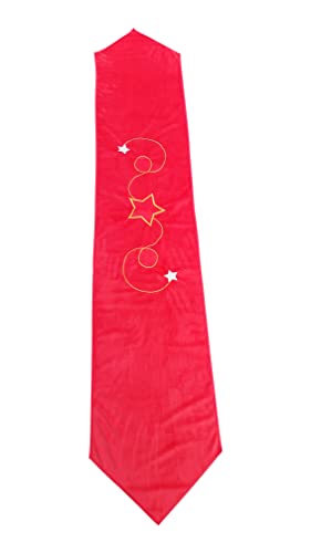 GlitzerEngel Camino de mesa de terciopelo rojo para Navidad, camino de mesa con aplicaciones navideñas, camino de mesa de Navidad, para mesa de comedor, decoración, 32 x 175 cm